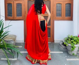 Elegant Red &amp; Black Lehenga Choli for navratri