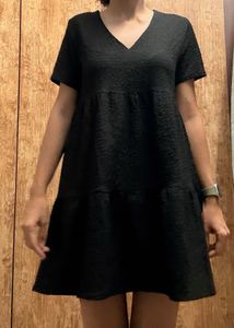 FLASH SALE Chic Black Textured Tiered Mini Dress