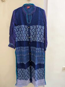 Blue Geometric Print Kurta