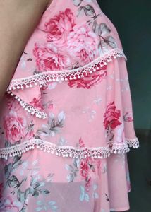 Cute Pink Floral Tiered Cami Top