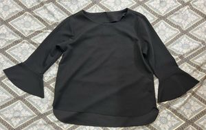 Elegant Black Bell Sleeve Top
