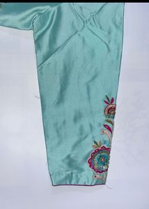 Teal Kurta Set with pink dupatta