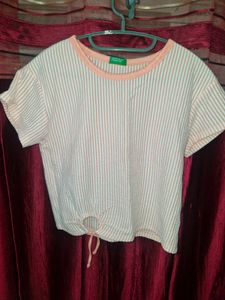 Striped Cropped T-Shirt -new one