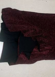 Sparkly Red Maxi Dress with Ruffle Detail