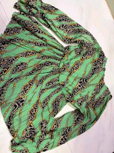 Green Cheetah Print peplum top fits S-M