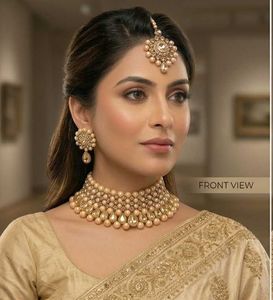 Royal Champagne Gold Pearl Choker Jewellery Set