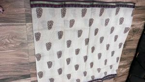 Elegant Cream & Brown Saree
