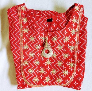 Red Tiered Sharara Set