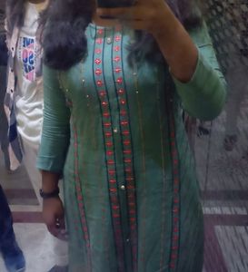 Mint Green Embroidered Kurti