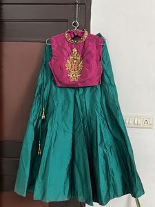 Stunning Teal Lehenga Choli with Pink Blouse