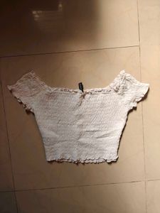 White Smocked Off-Shoulder Top