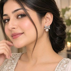 Elegant Pearl &amp; Bow Earrings