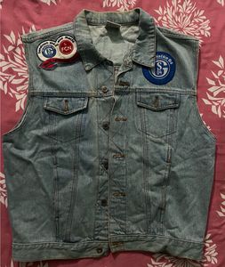 Vintage Denim Vest with Patches