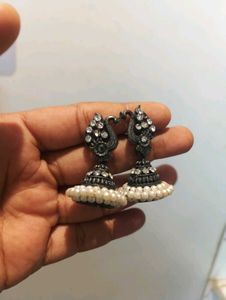 Peacock Jhumka Earrings with Pearls