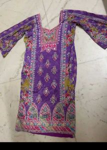 Vibrant Purple Printed Kurta Set with Dupatta