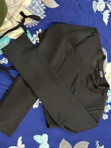 Chic Black Button-Up midi skirt and top