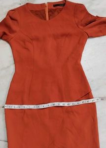 Chic Long-Sleeve Rust Mini Dress