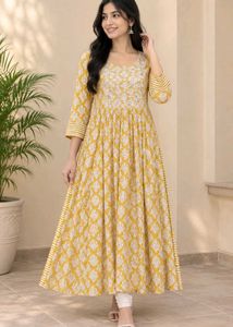 Stylish Printed Kurti with Black Embellishment