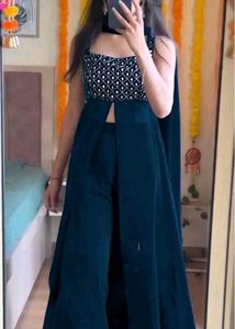 Elegant Teal Kurta with Embellished Top