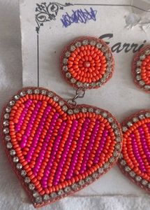 Beaded Heart Dangle Earrings