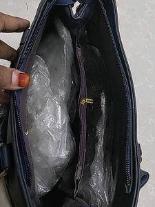 Chic Navy Handbag with Floral Embroidery