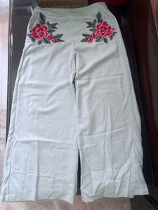 Embroidered Pastel Crop Top with Pants