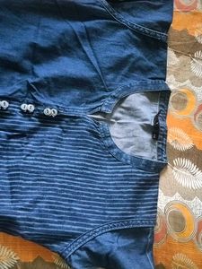 Denim Kurti with Bird Print