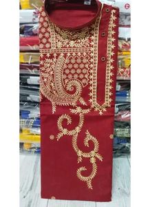 Red Embroidered Panjabi For Mens