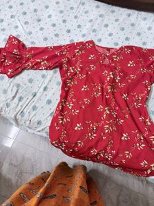 Red Floral Print Kurti