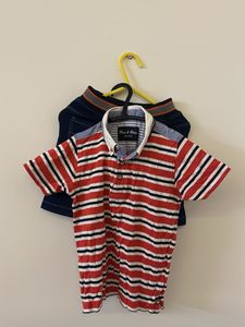 Red &amp; Blue Striped Polo Tshirt &amp; Denim Shot Combo