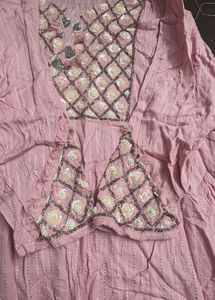 Pink Striped Saree