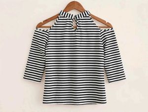 Striped Cold Shoulder Top