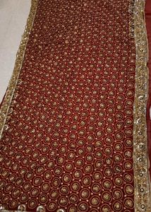 bridal full work Maroon Sequin Dress Material
