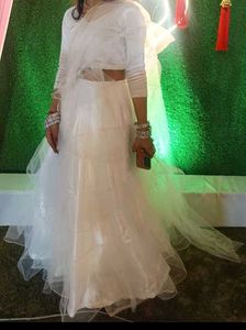 White Net Lehenga Choli Set
