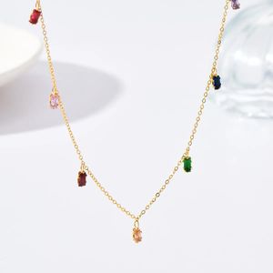 Elegant Gold Chain Necklace with Multicolor Charms