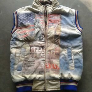 Unique Graphic Print Vest Jacket