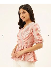 Chic Striped Wrap Top