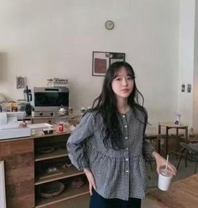 Cute Checkered Peplum Top