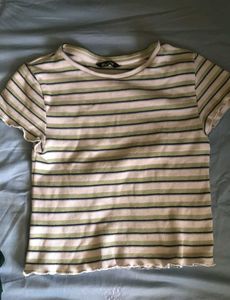 Striped Cropped Ribbed Top
