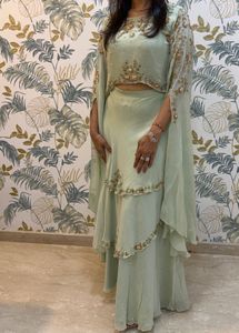 Mint Green Sequined Lehenga Set