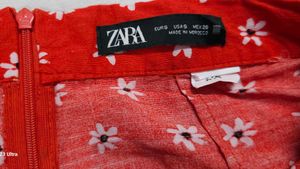 Zara Red Floral Ruffle Wrap Skort