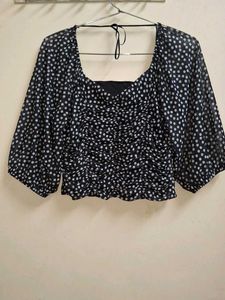 Chic Black Polka Dot crop top
