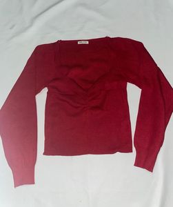 Red Long Sleeve Crop Top(Size-S-M)