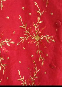 bust 44 Elegant Red Embroidered Kurta