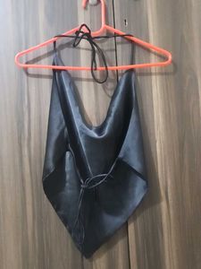 Satin Halter Neck Crop Top