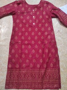 Maroon Printed Kurta