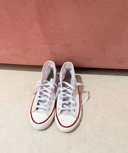 Classic White Canvas High-Top Sneakers