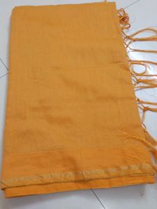 Vibrant Yellow Saree with Tassels