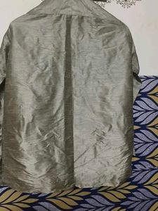 Silver colour Silk Shinny Shirt