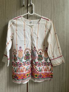 Printed Cream Kurta